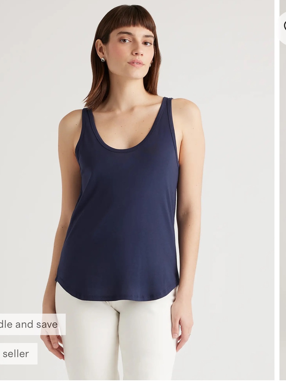 Quince Cotton Modal Double Scoop Neck Tank navy large